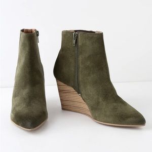 REBELS Olive Suede Wedge Booties